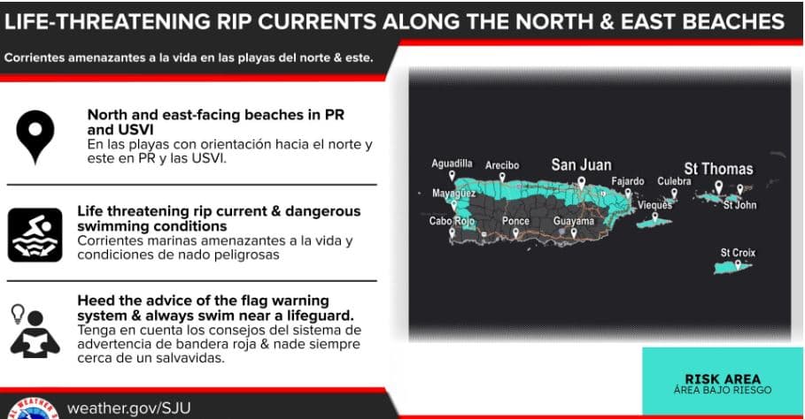 Sigue el mar peligroso para la costa norte y este de Puerto Rico 