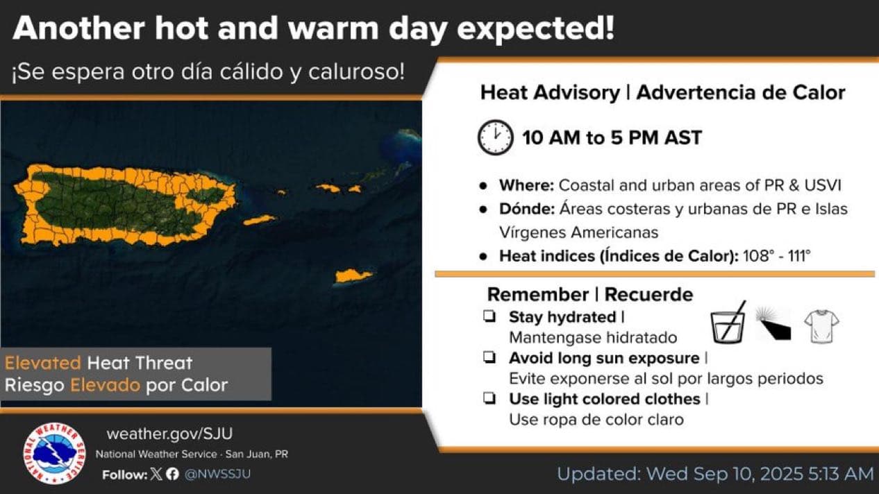 Advertencia de calor para este miércoles