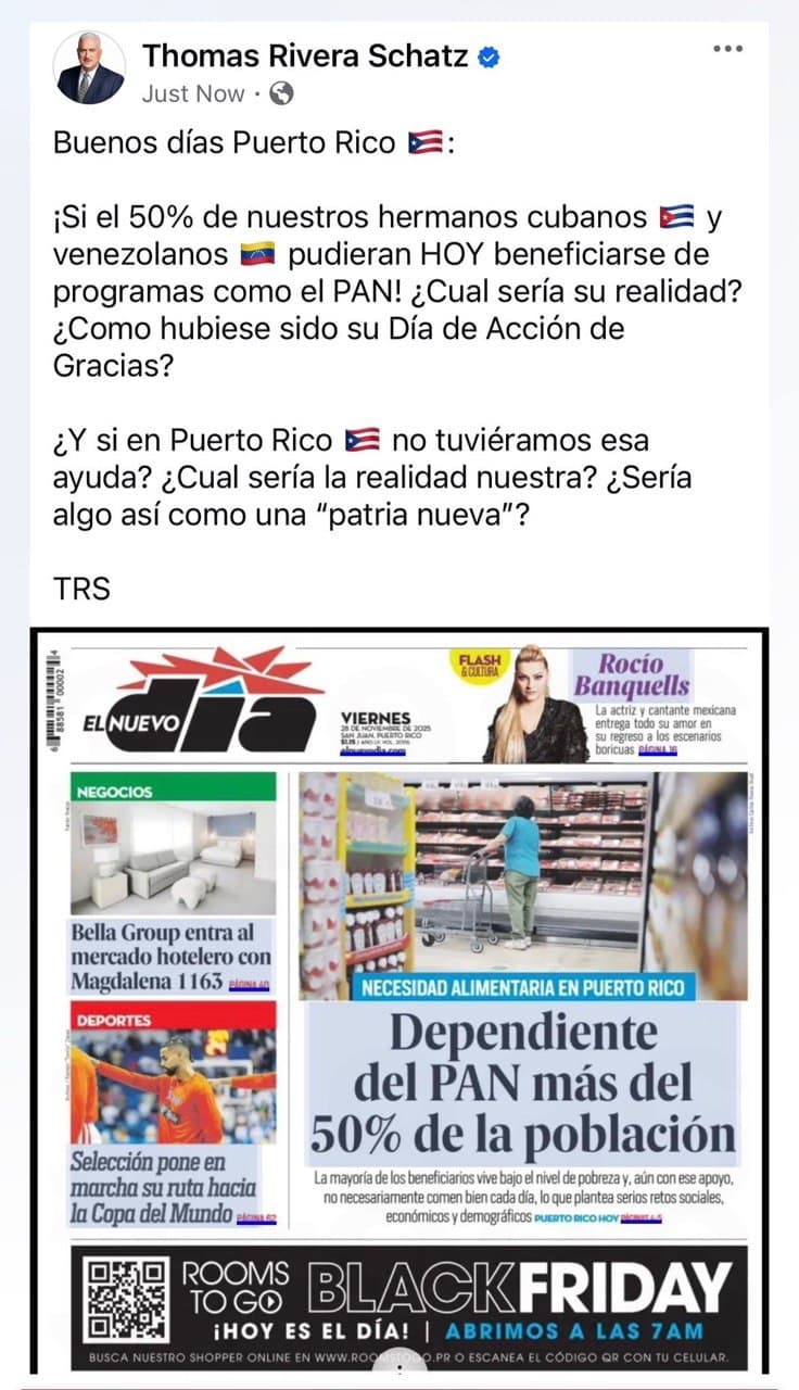 Publicación de Thomas Rivera Schatz en las redes sociales.