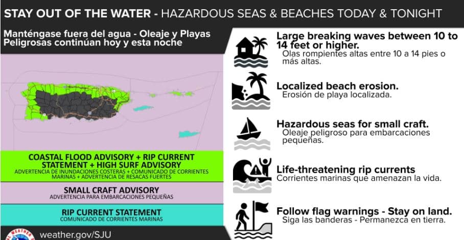 Condiciones marítimas y playeras siguen peligrosas a lo largo de la costa del Atlántico