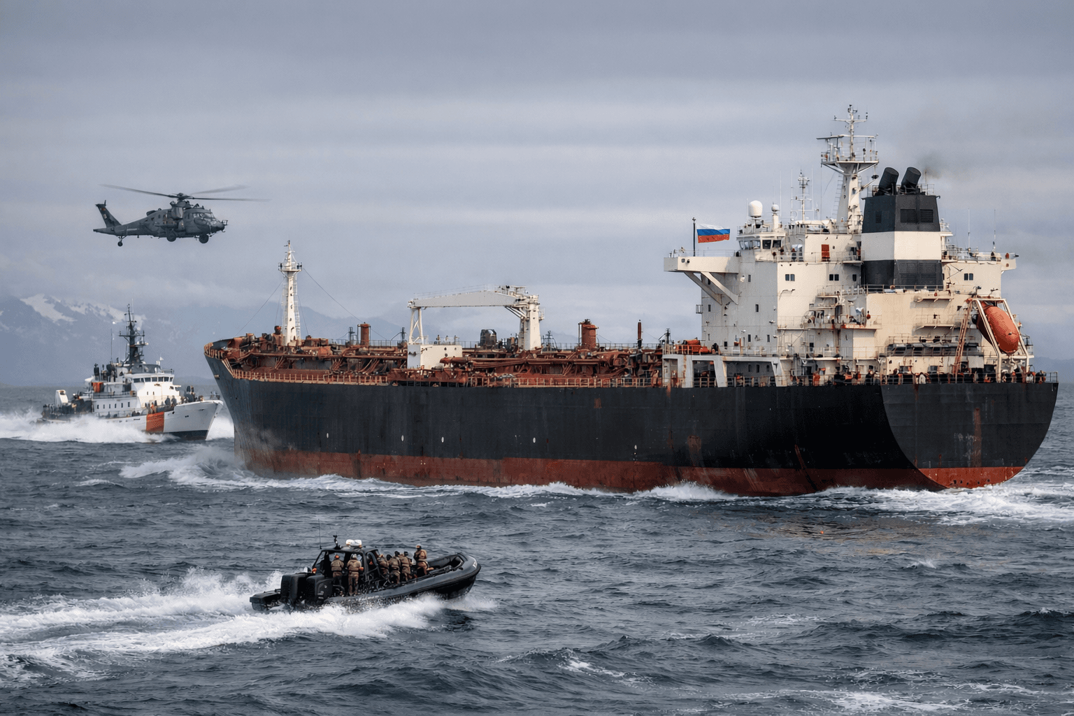 El petrolero que huyó de EEUU en el Caribe pinta una bandera rusa en un intento de escapar