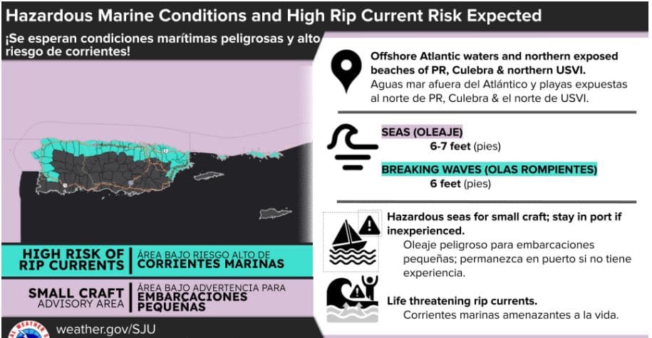 Lluvias persistentes y oleaje peligroso marcarán el fin de semana en Puerto Rico