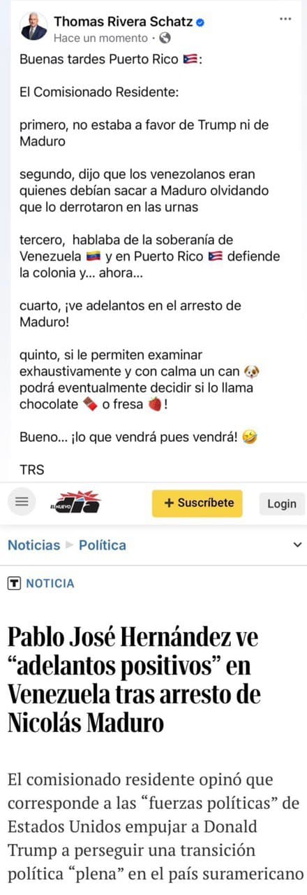 Publicación de Thomas Rivera Schatz en las redes sociales.