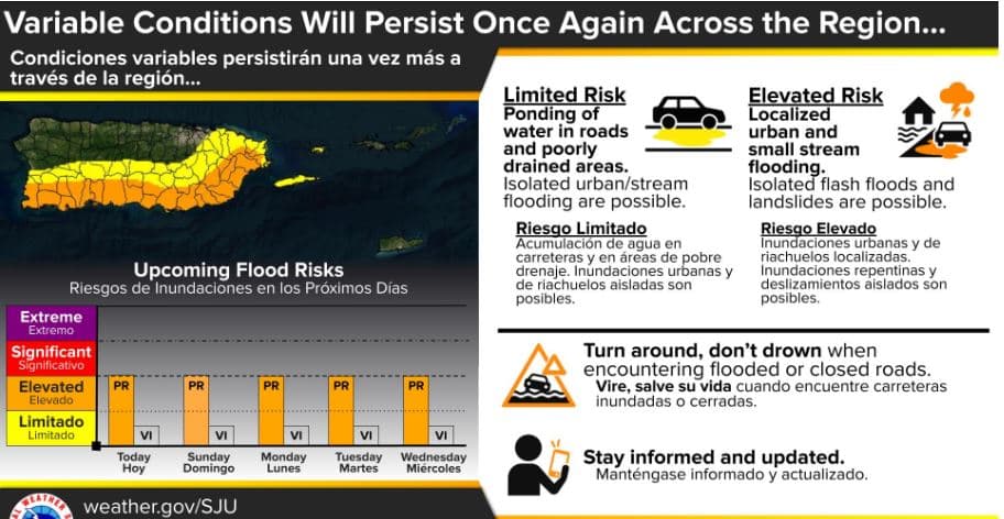 Sábado lluvioso con tronadas e inundaciones