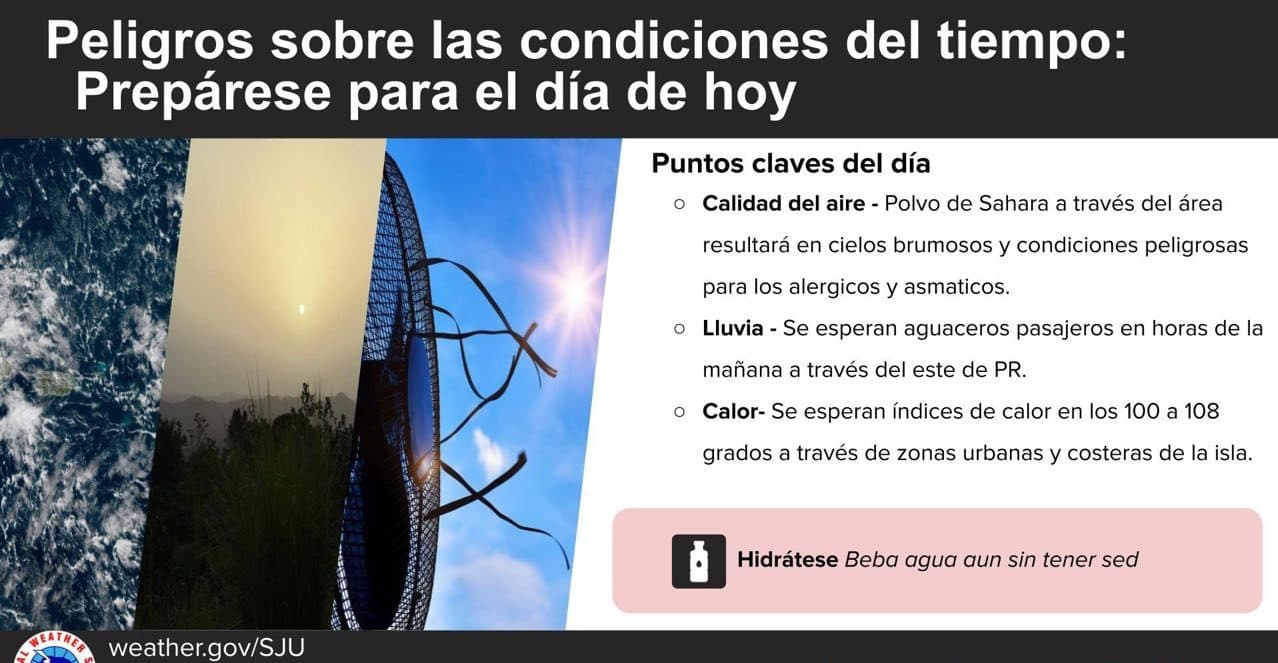 Aguaceros pasajeros y polvo del Sahara afectarán este jueves