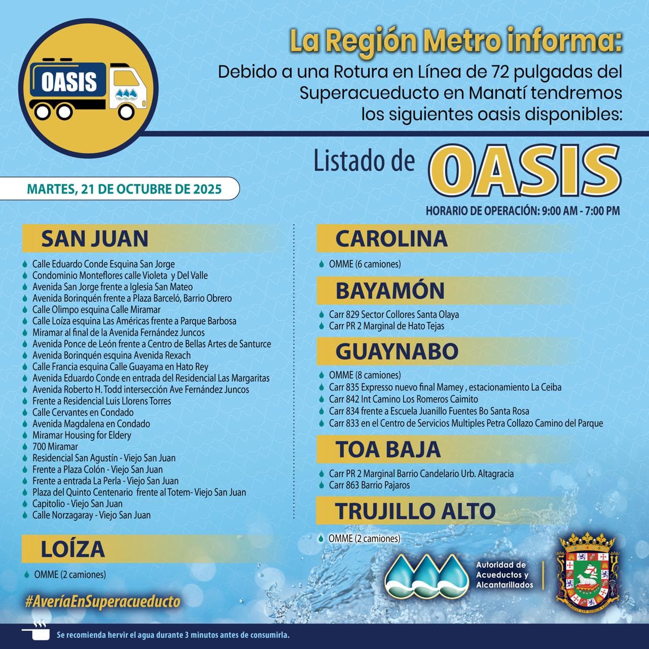 Oasis en la región Metro.