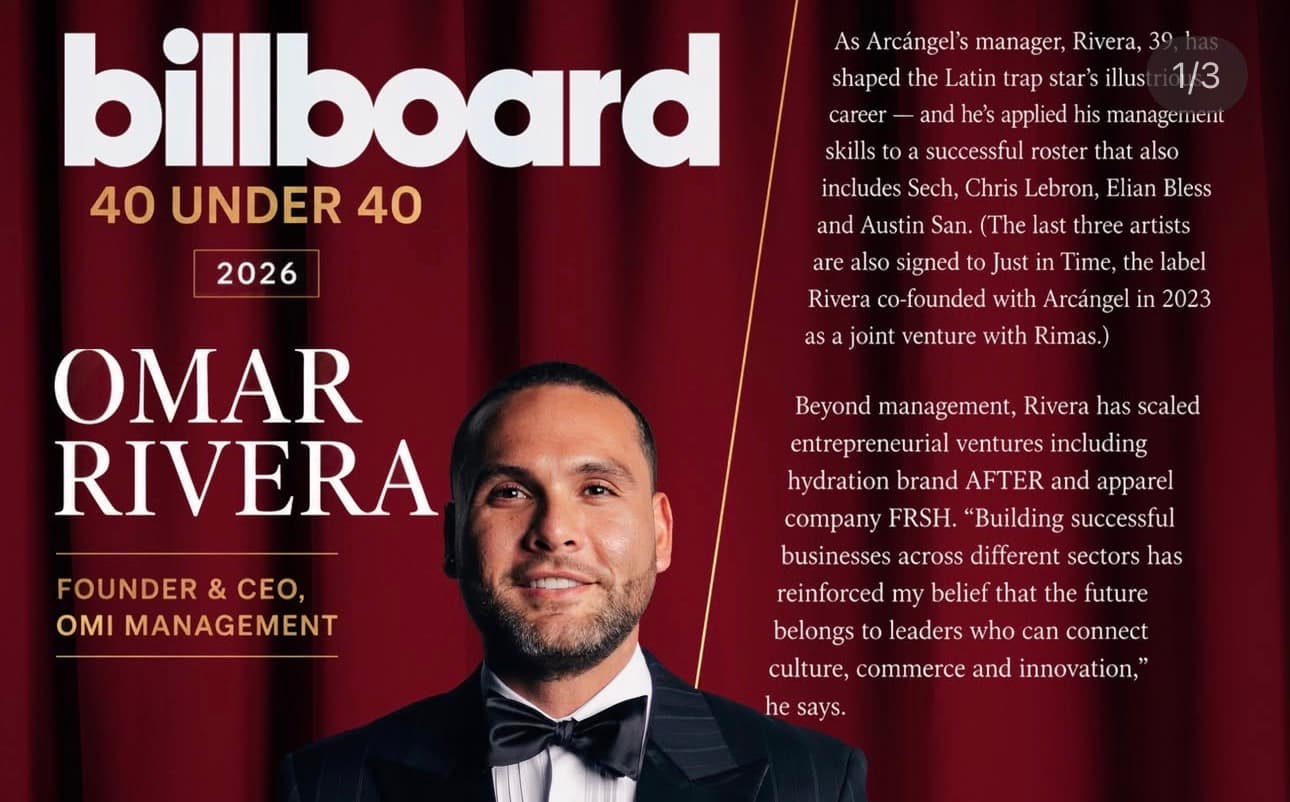 Omar Rivera es reconocido por Billboard entre los 40 jóvenes líderes de la industria musical
