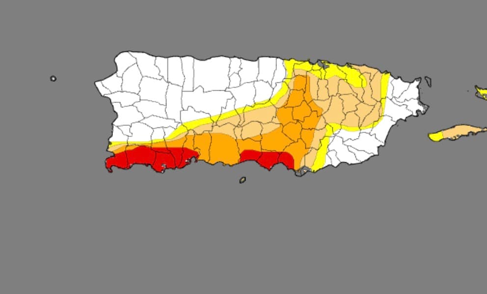 Sequía disminuye ligeramente en Puerto Rico