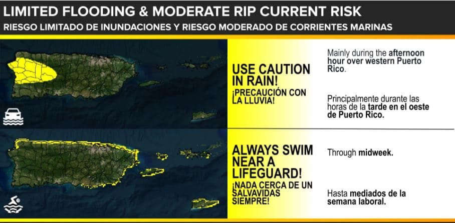 Riesgo elevado de inundaciones e inestabilidad marcará este lunes en Puerto Rico
