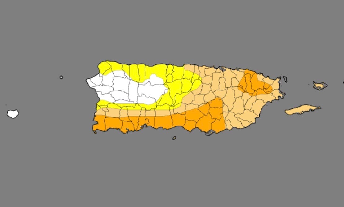 Sequía moderada y severa aumenta a 60.8 % en Puerto Rico