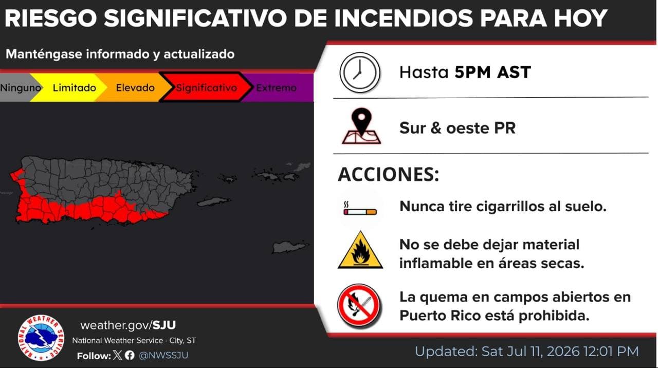 Aviso de Bandera Roja por incendios para el sur y oeste hasta las 5 de la tarde