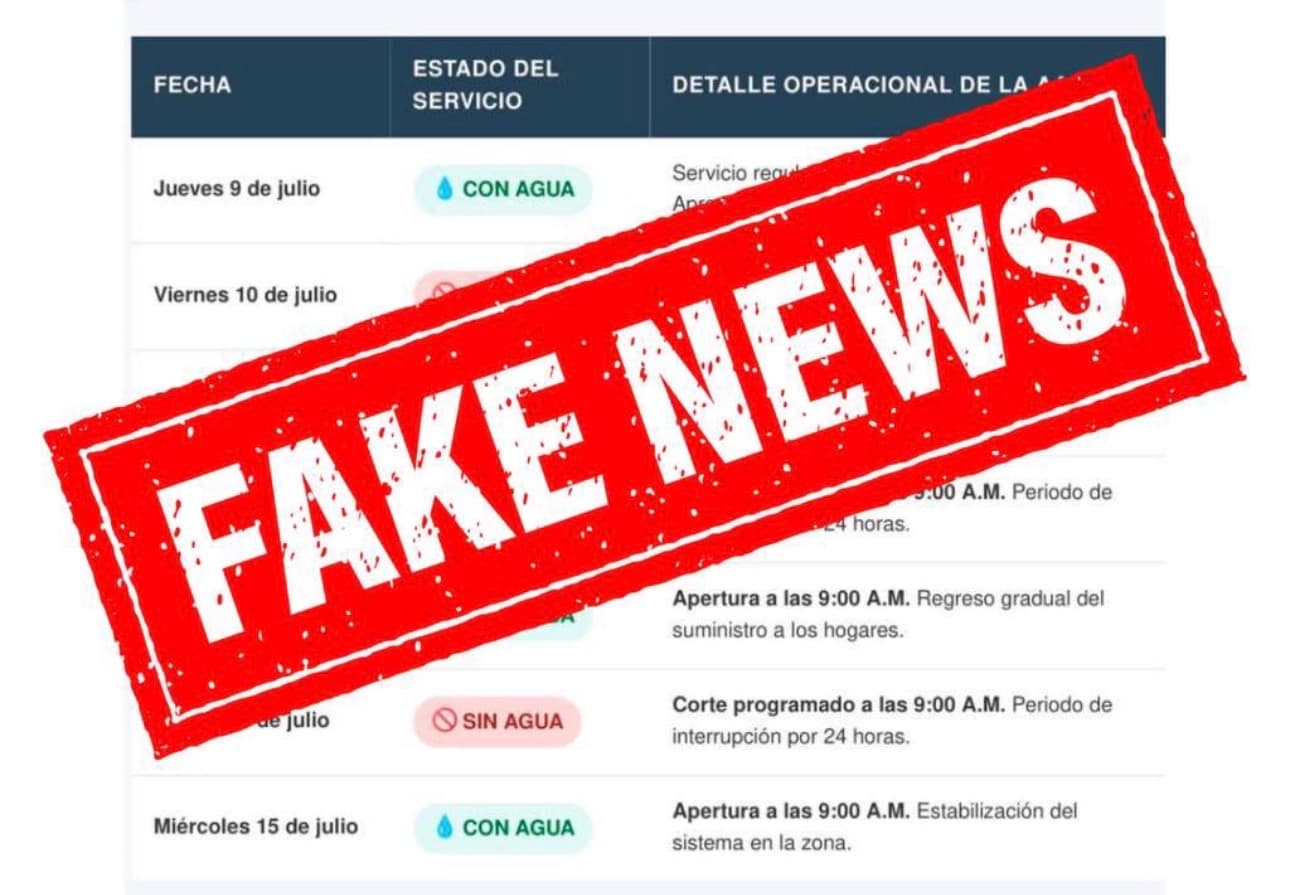La AAA denuncia la circulación de calendario falso de supuestas interrupciones de agua