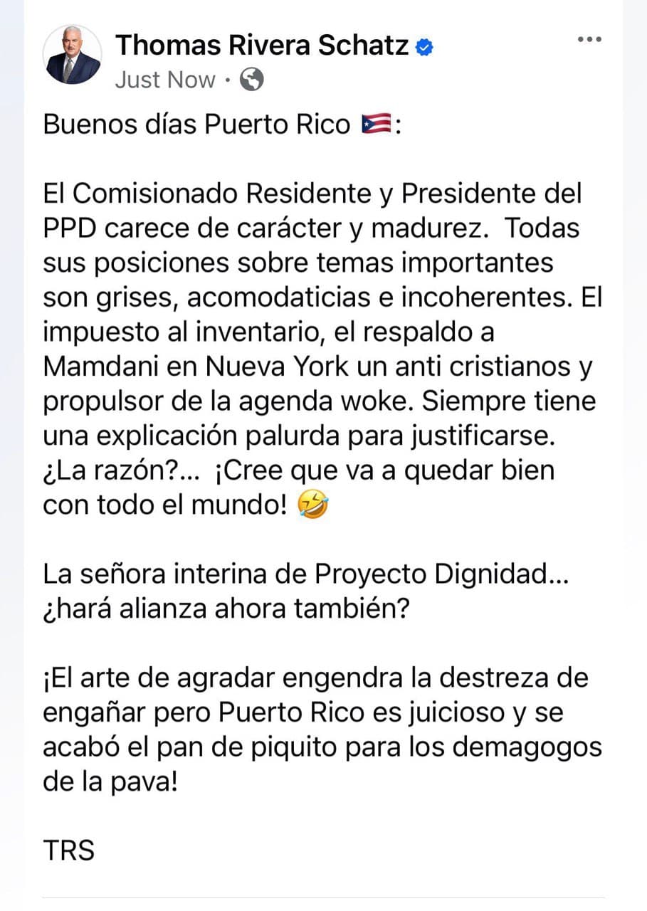 Publicación en las redes sociales del presidente del Senado.