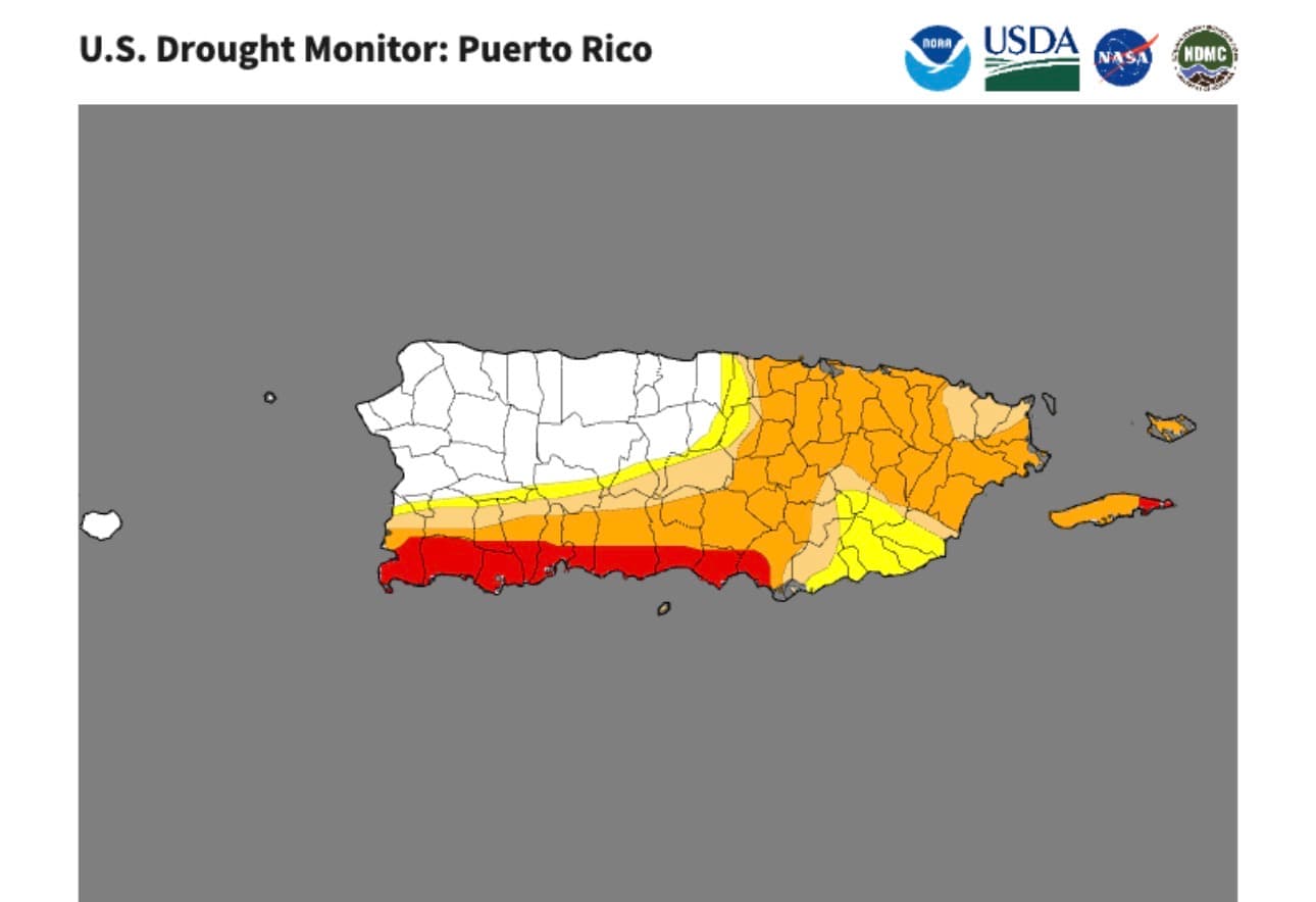 Sequía baja 10.3 puntos porcentuales y cubre 57.7 por ciento de Puerto Rico