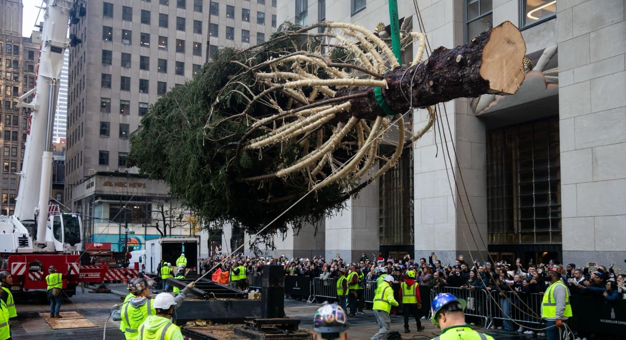 Llega al Rockefeller Center su famoso árbol de Navidad